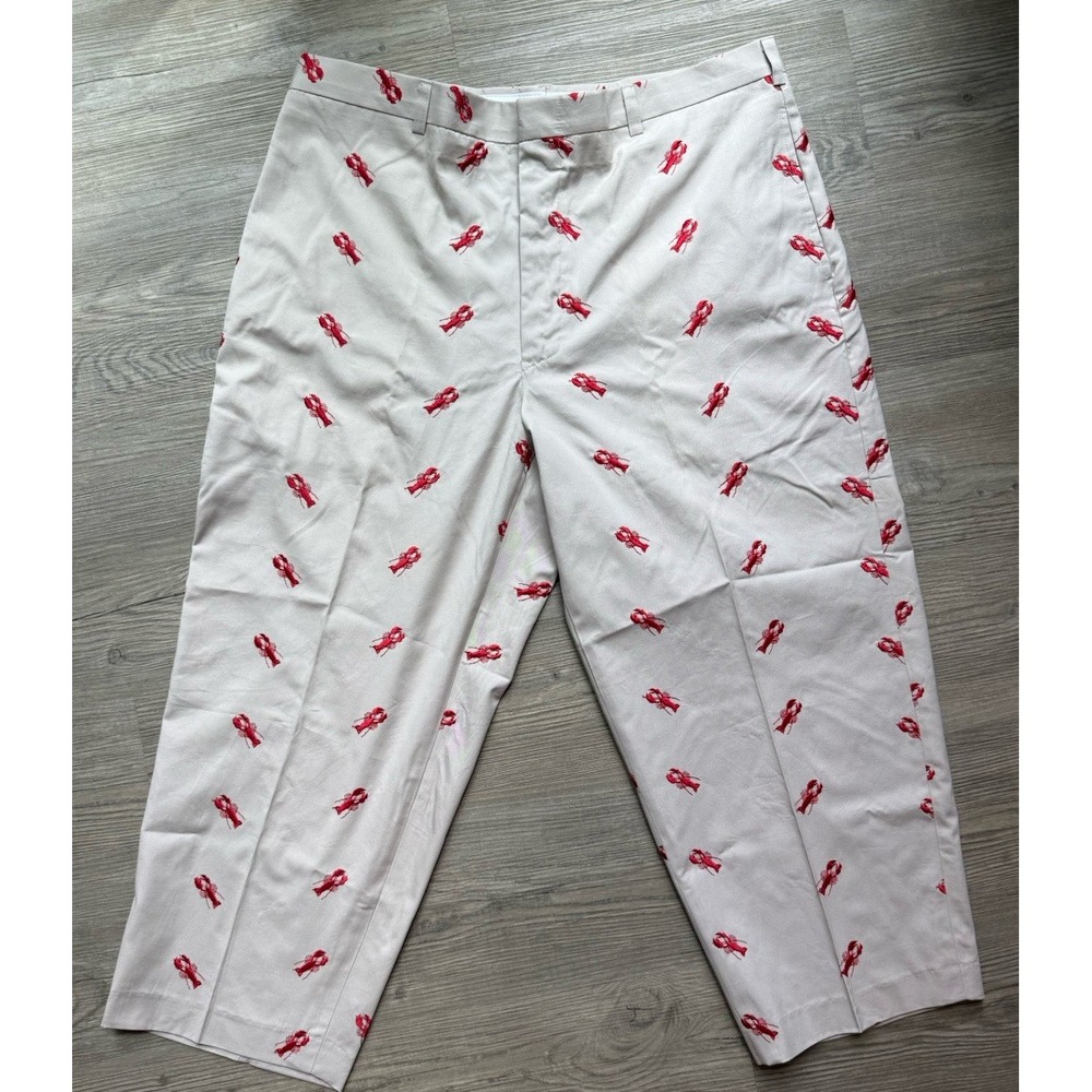 Lobster Print Chino Pants Mens 40x26 Cotton Twill Classic Vintage